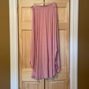 Blush pink high waist maxi skirt with pockets L